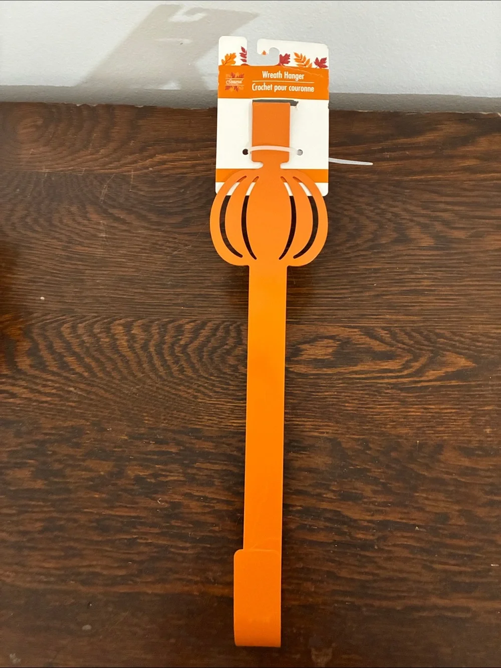 NWT- Orange Metal Pumpkin Wreath Hanger